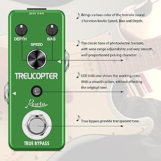 Rowin Pédale à effet trémolo classique pour guitare électrique, True Bypass - Les Beatles, Paul McCartney, John Lennon, RIngo Starr, George Harrison Rowin Pédale à effet trémolo classique pour guitare électrique, True Bypass – Image 3
