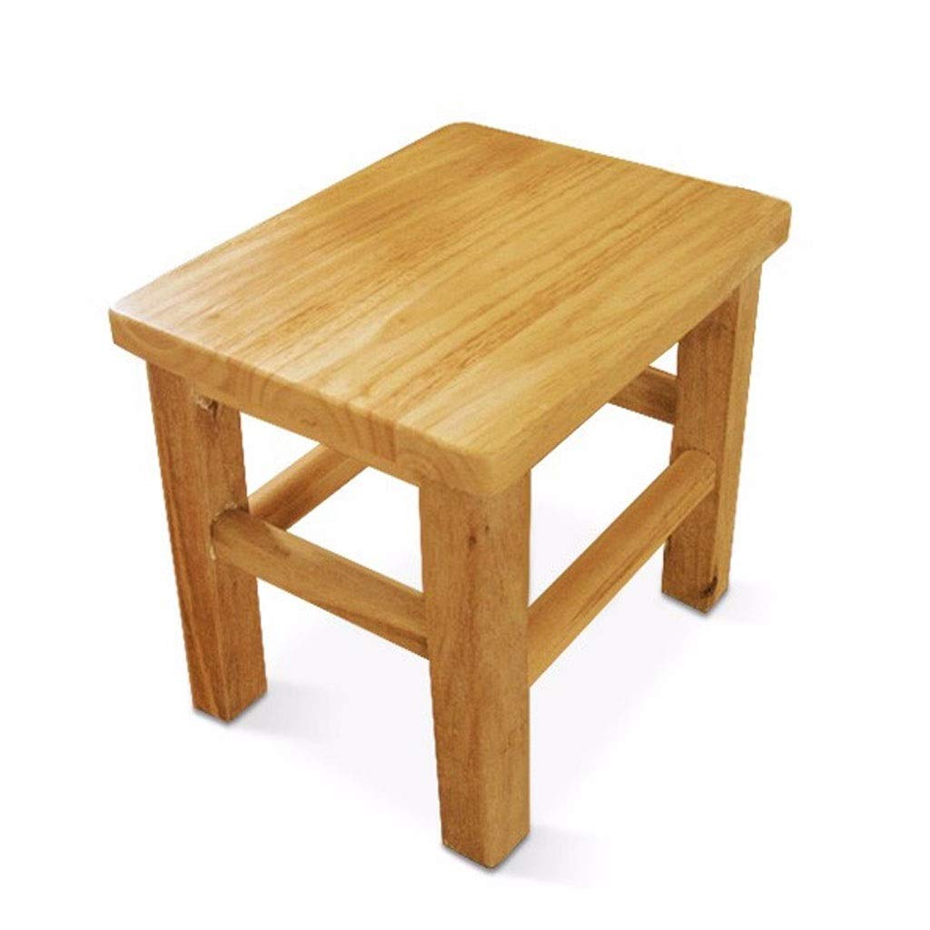 Solid Wood Small Square Stool, Simple Shoe Bench Flower Stand Stool Bathroom Small Bench Non-slip