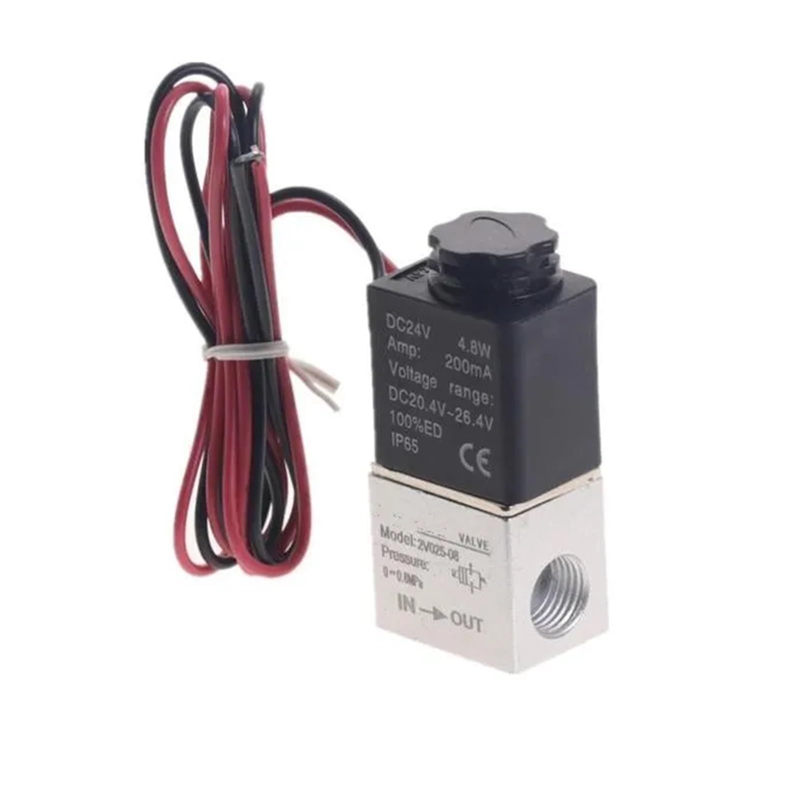 Zawór sprężarki, 1/4 cala, normalnie zamknięty, pneumatyczny zawór elektromagnetyczny z aluminium, 12 V, napięcie 24 V, nadaje się do powietrza, wody, oleju (przewód 2V025, 24 V DC)