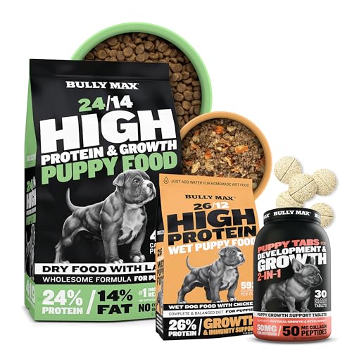 Bully Max Full Pet Diet Bundle  Dry Pet Meals  Dehydrated Moist Canine Meals Plus Chewable Vitamin Complement Tablets for Small  Massive Breed Puppies  Helps Progress Well Being and Immunity  Cucciolini Doodles Bully max full pet diet bundle  dry pet meals  dehydrated moist canine meals plus chewable vitamin complement tablets for small  massive breed puppies  helps progress well being and immunity   cucciolini doodles