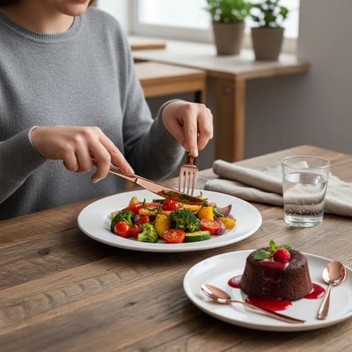 Image of 4 Pcs Rosegold Mirror Polish Stainless Steel Cutlery Set for Dining Table with Spoon and Fork Set & Butterknife - The Perfect Tableware /Flatware