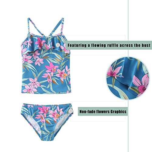 Image of Girls Two Piece Swimsuits Tankini Bathing Suit for Kids Hawaiian Swimwear Set 3-16 Years