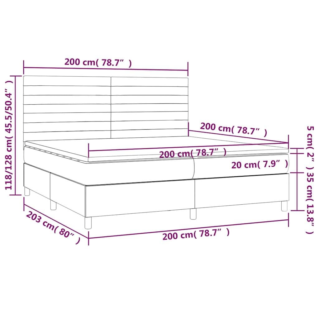 tkanina diodami LED regulowanym zagłówkiem czarny 200x200cm | Łóżko kontynentalne z materacem czarne 200x200 cm tkanina z LED i regulowanym zagłówkiem do sypialni