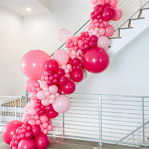 Image of Voircoloria 105pcs Hot Pink Balloons 12inch Dark Pink Balloons for Birthday Graduation Baby Shower Wedding Anniversary Princess Theme Party Valentine's Day Decorations