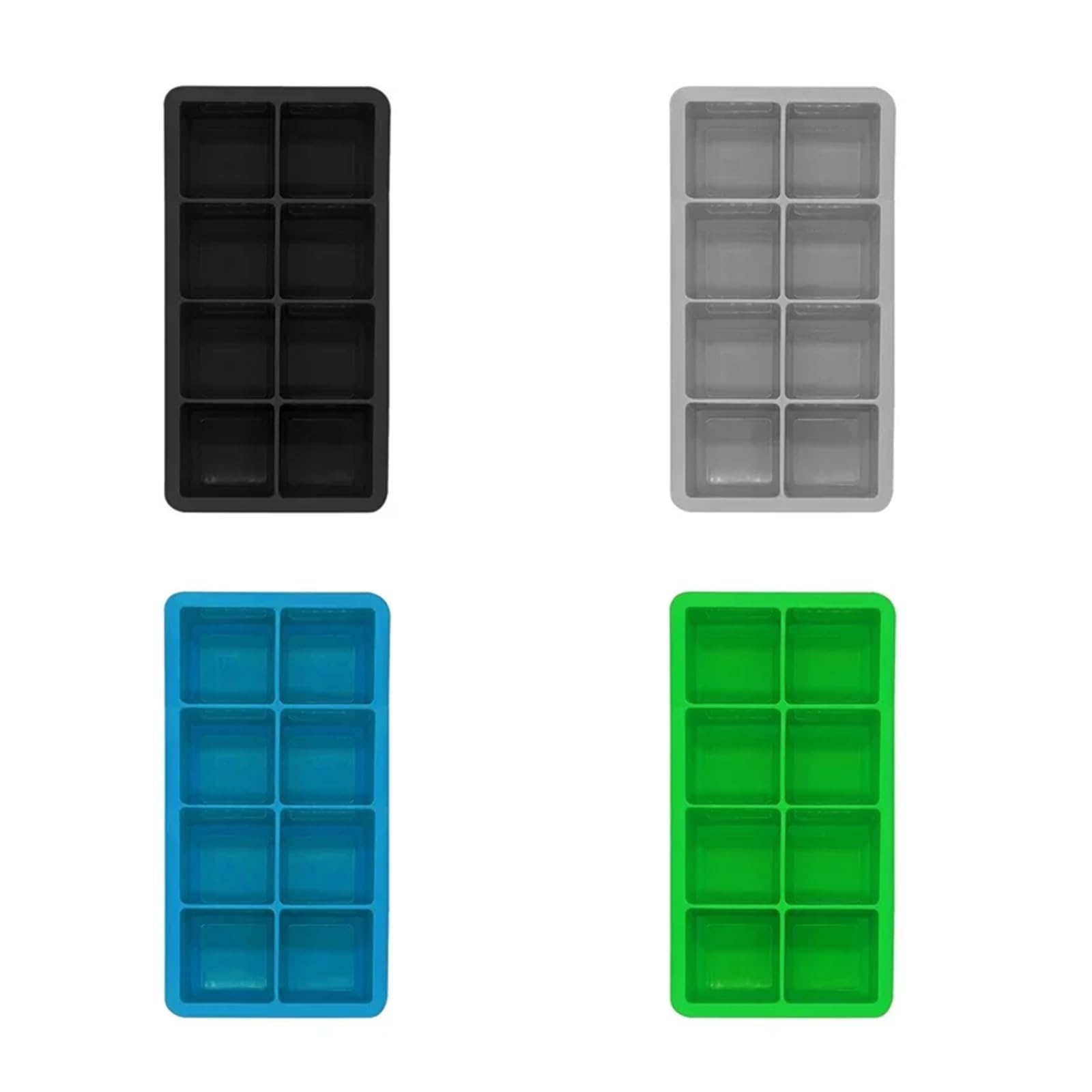 Juego de 4 bandejas de silicona for cubitos de hielo con tapas, moldes cuadrados grandes for hacer hielo, bandejas apilables flexibles for congelador for whisky y cócteles(SET 8grids)