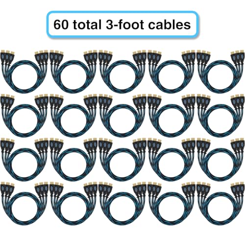 Image of 60-Pack of 3 ft HDMI Cables, Premium Braided Cord, High Speed with Ethernet, Supports HDMI 2.0b 4K 60hz HDR and ARC
