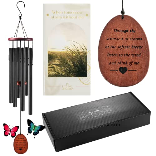 Juwell Sympathy Wind Chimes for Loss of Loved One, 30 Inch Deep Tone Memory Wind Chimes, Made of Real Wood and Metal, Ideal as a Memorial Gift for Loss of Father Mother Husband Wife