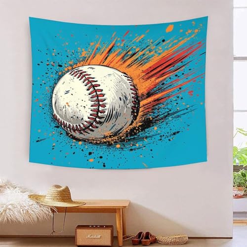 Tapisserie de baseball 3D 180x230 cm BBQYNVKJR décorative en tissu grand format