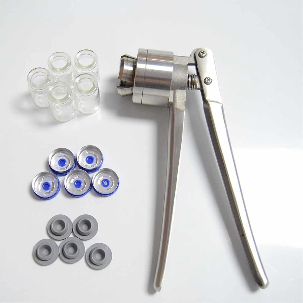 Herramienta crimpadora de viales para botellas de perfume, herramienta de crimpado de tapa de acero inoxidable de 13 a 32 mm para tapas abatibles de aluminio y plástico, solución de crimpado duradera