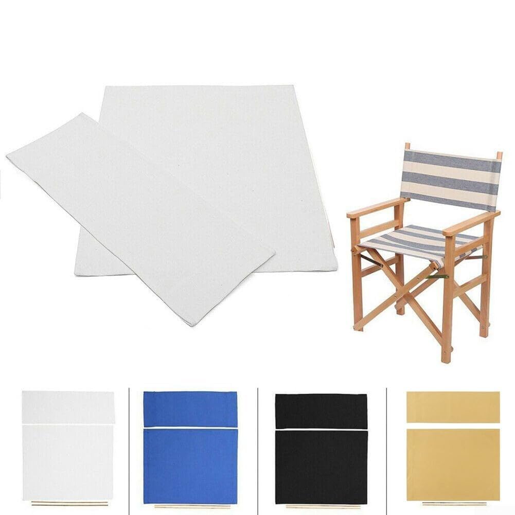 Washable Chair Seat Covers Kit Director Chair Seat Replacement Canvas Cover for Makeup Artist Chair Outdoor Camping Fishing Chair Covers(White)