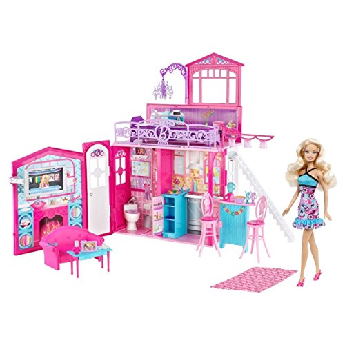 Image of Barbie Glam Vacation House Dollhouse Playset with Doll