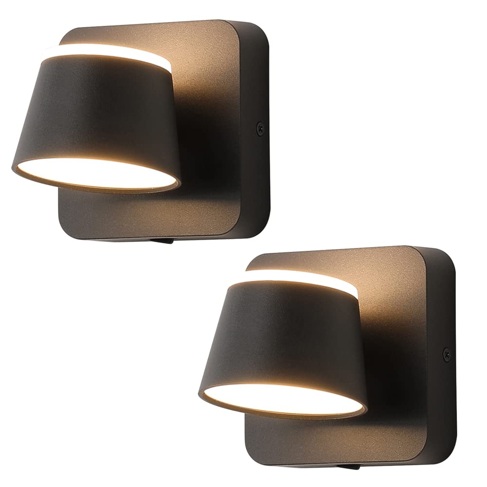 FYZDLAOR Can Be Rotated 360° LED Wall Sconces Set of 2,6W 3000K Warm White 6000K Daylight White Wall Sconce Lighting for Stairway Bedroom Hallway Bathroom Hotel