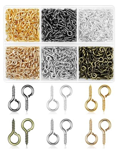 FIVEIZERO 840Pcs Small Screw Eye Pins for Jewelry Making, Tiny Eye Hooks with 6 Colors, Mini Eyelet Hooks in 3 Sizes, Small Eye Hooks & Screw Eyelets for DIY Crafts, Beading & Art Projects(5mm)