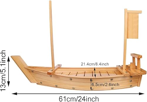 Miniatura 3 de Bandeja de madera para servir sushi de 24 pulgadas, plato grande para barco de sushi para fiesta de mariscos, ideal para restaurante de sushi o