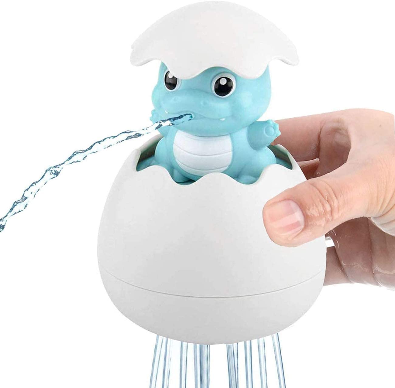 B&K Baby Bathroom Spray Egg Floating Duckling Hatching Bath Toys Children Playing Shower Swimming In the Water for Infant, Kids, Toddlers Boys & Girls (Blue Dinosaur Spray)