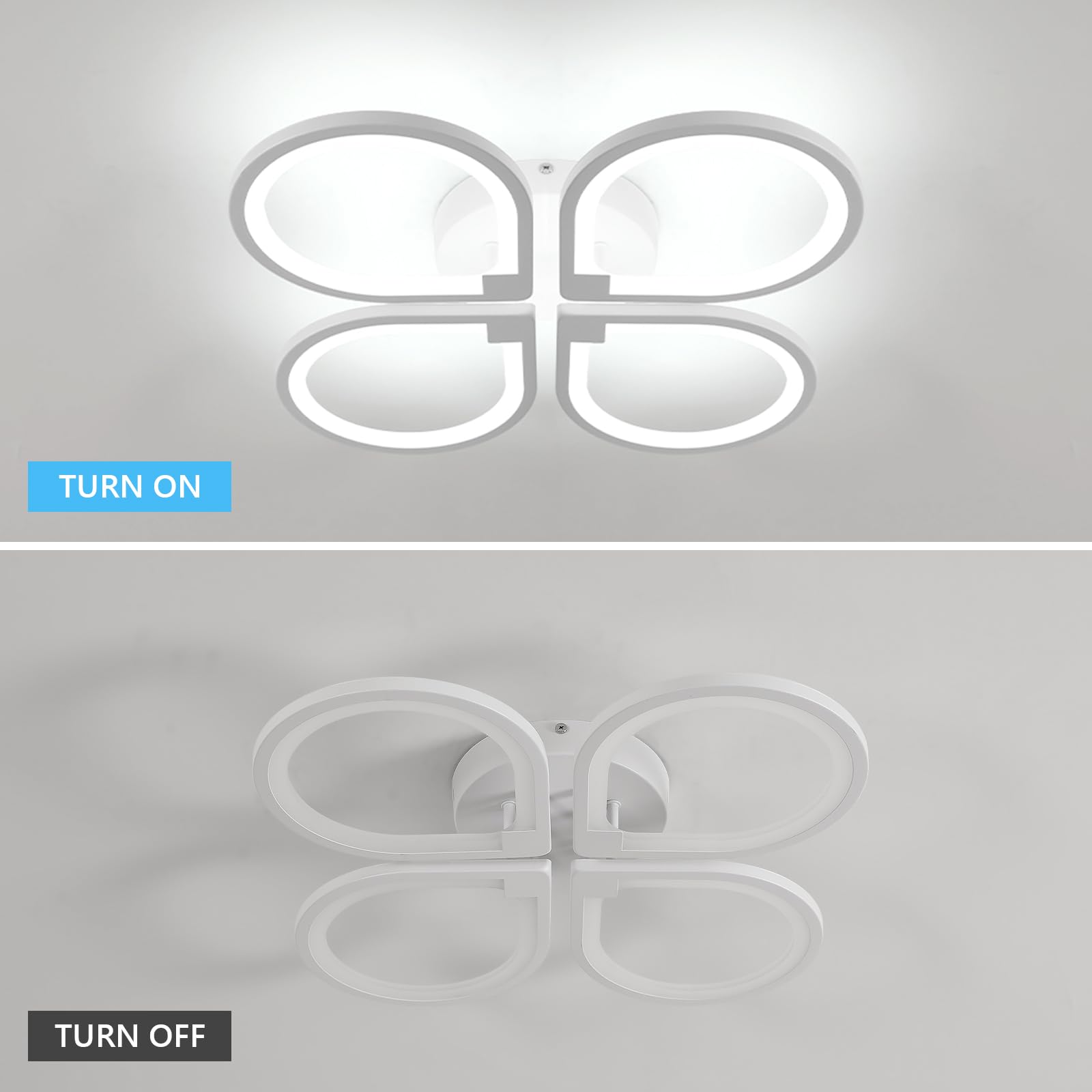 Comely Plafoniere LED quattro petali, Lampada da Soffitto 40W 3800LM, Creativo Plafoniere Moderno per Soggiorno Cucina Bagno Camera da Letto Corridoio, Bianco Freddo 6500K, Diametro 57cm, Bianco