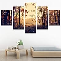 SIGNWIN 5 Panel Canvas Wall Art Rustic Woods for Home Decorations Ready to Hang - 60