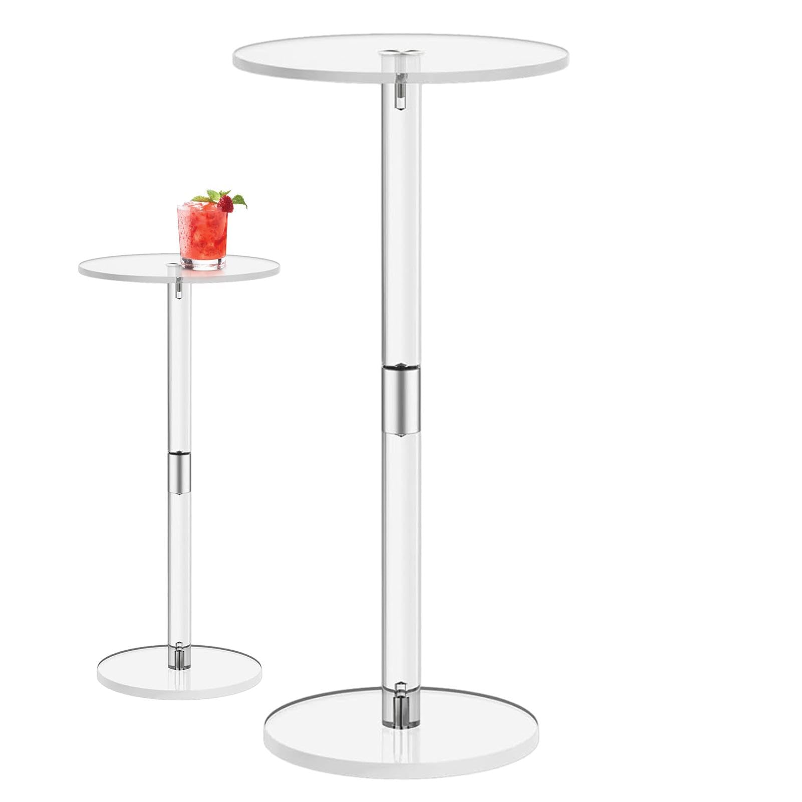 Trinktisch aus Acryl, Trinktisch aus Acryl - Kleine runde | Beistelltisch,Klare Acryl Giebeltisch, modernes Wohnzimmer Beistelltisch für Lebensmittel Snack Kaffee Handys kleine Räume