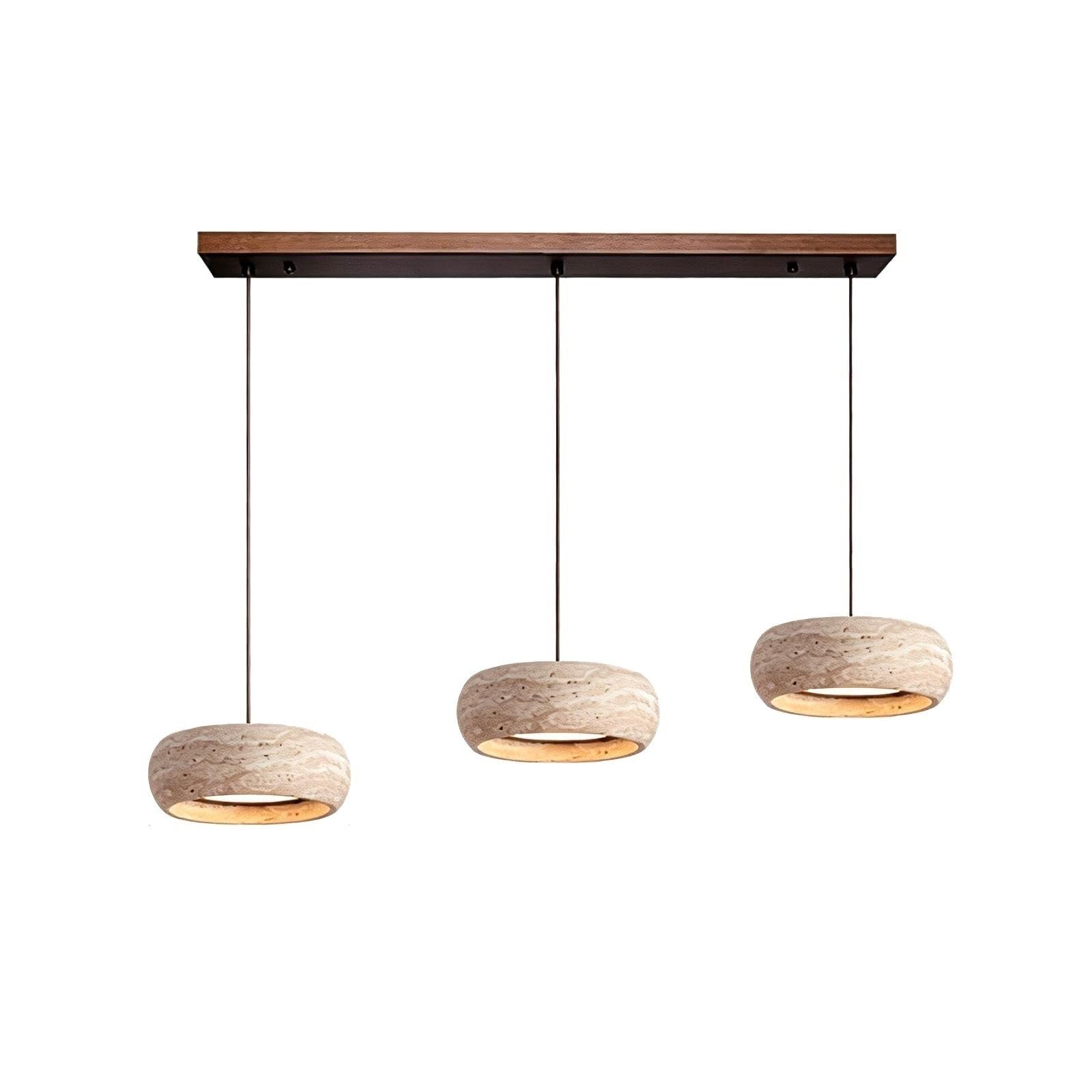 Lampada sospensione travertino 3 luci paralume pietra cavo regolabile | Lampada sospensione travertino 3 luci paralume pietra cavo regolabile design moderno minimale soffitto soggiorno camera