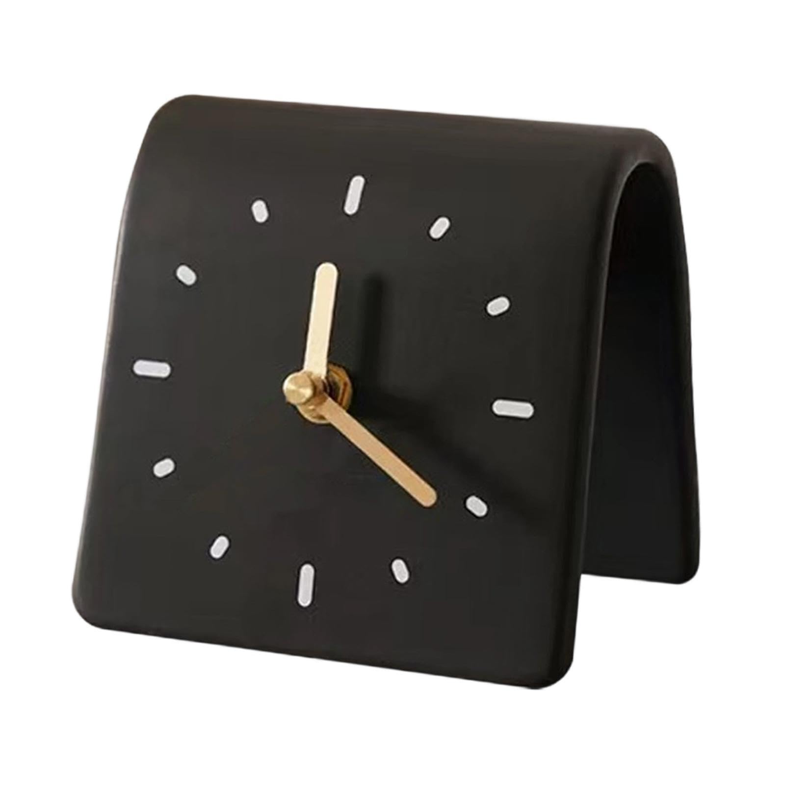 KESOTO Reloj de Escritorio Silencioso, Reloj de Mesa, Minimalista, Decorativo, Adorno de Mesa, Moderno para Oficina, Estantería, Escritorio, Habitación, Negro, Individual