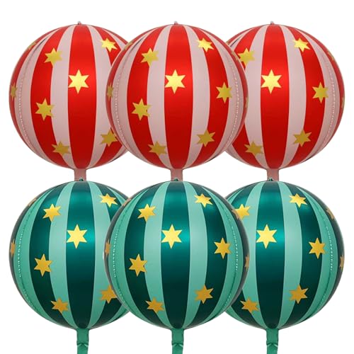 Carnival Red and Green Foil Balloons 22Luch 6Pack | Christmas Theme Party Decorations, Retro Party Decor