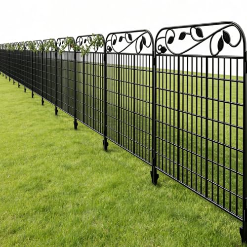 Amagabeli Garden Home 2 Panneaux 1.12M de Hauteur X 1.8M de Largeur Clôtures Décoratives Métal pour Portillon de Jardin Motif Paysage et Barrière Palissade Jardin...