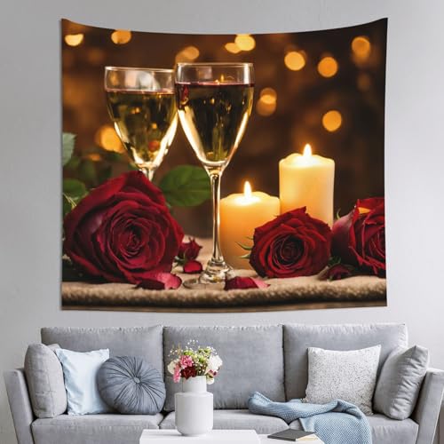 Tapisserie roses rouges et vin JEJEA grand format en textile premium
