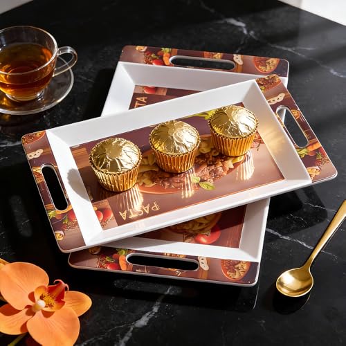 Image of U.P.C Tray Set for Serving Snacks, Multi-Use Nashta Plate & Kitchen's Tea Tray, Perfect Tray Sets for Hosting Guests at Home, Serving Tray Set of 2, Trays for Kitchen. (ROY31)