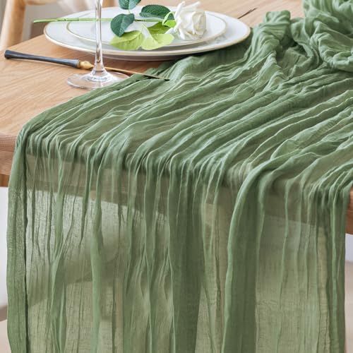 Asadores, Shoes Xiomot Camino de mesa de gasa de 10 pies, color verde salvia, tela de queso, rústico, transparente, para boda, novia, baby shower, decoración de fiesta
