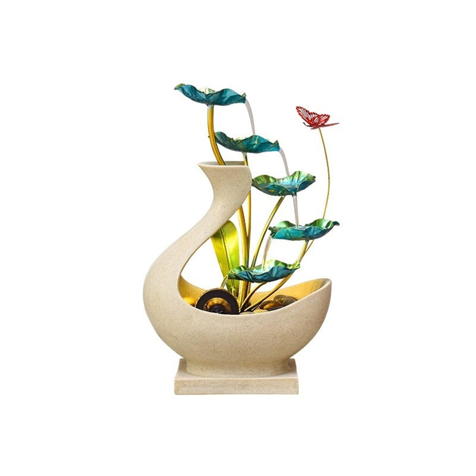 Water Feature Water Fountain 5 Tier Lotus Leaf Tabletop Relaxation Waterfall for Room Decoration Indoor Fountains