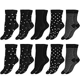 OCERA 10 Paar Damen Socken mit einfarbigem Muster - schwarz Gr. 35-38