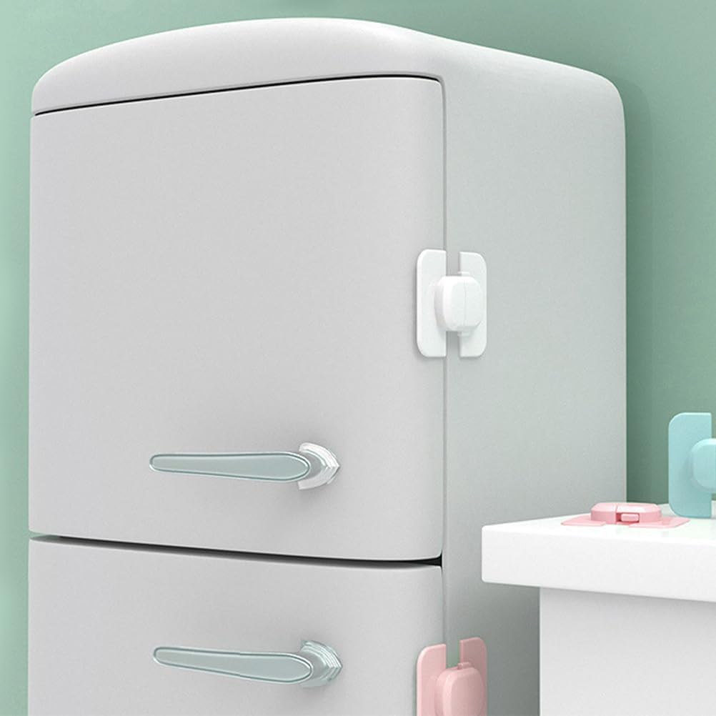 Baby Safety Lock for Fridge 4-Pack Childproof Refrigerator Locks No Drilling Easy Install Fridge Baby Proof Lock Protects Kids from Pinch Injuries