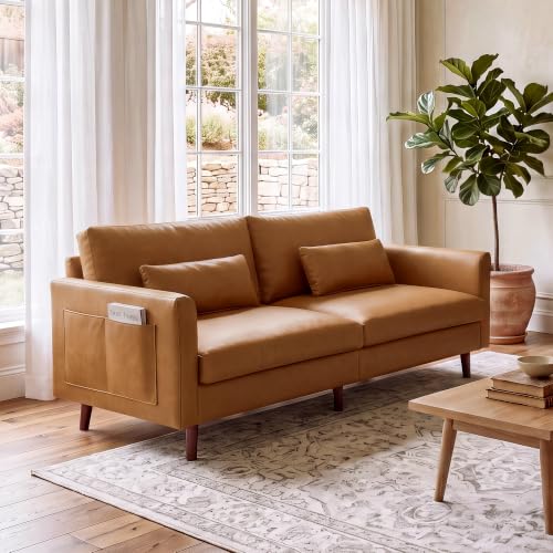 Image of Kingfun Faux Leather 3-Seater with Side Pocket,Dark Brown