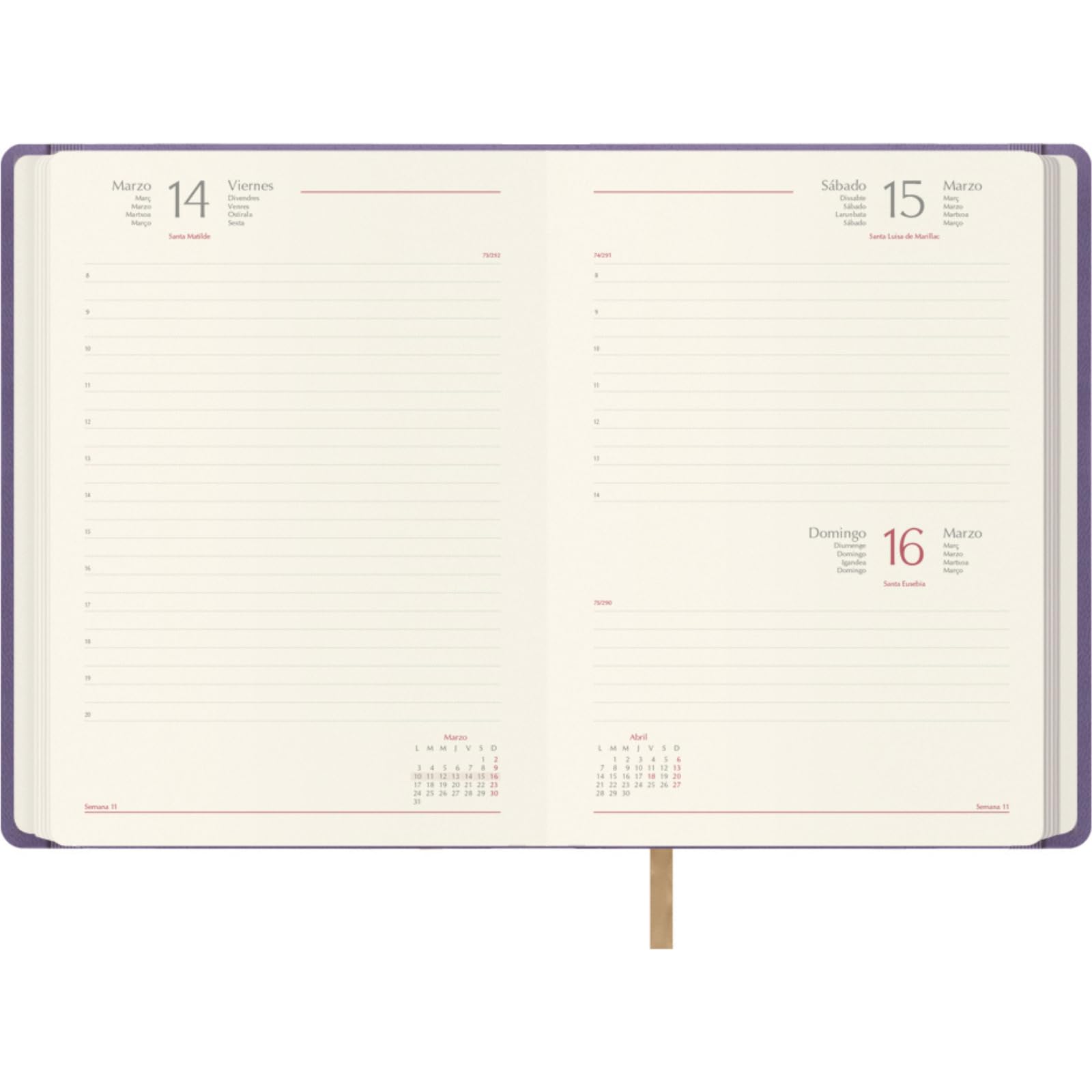 Dohe, 2025 Diary, Day by Page, A5 Size (15 x 21 cm), 12 Months January to December, Leatherette Hardcover, Planner in Spanish - Image 2