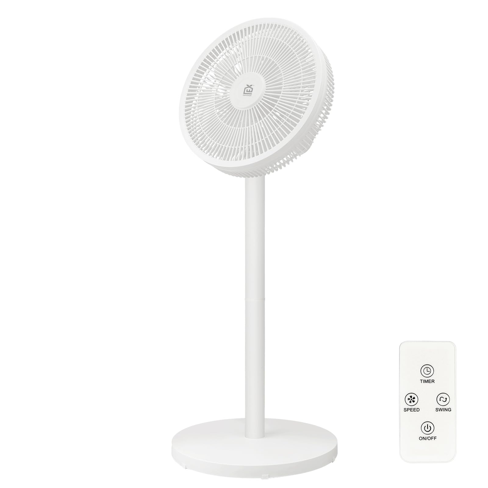 Ventiladores de pie con varilla extraíble, 3 niveles de velocidad, oscilación de 90° + inclinación de 35°, mando a distancia incluido, modo de ahorro de energía de 50W para dormitorio, oficina, salón