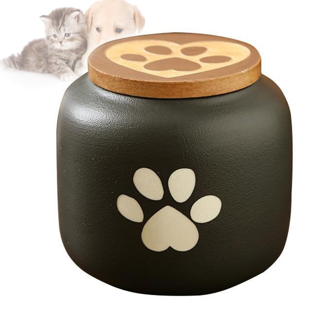 pet ashes urn, Cute Keepsakes Urns For Ashes, Cremation Urn For Pet Cat Dog, Handmade Ceramic(Black)