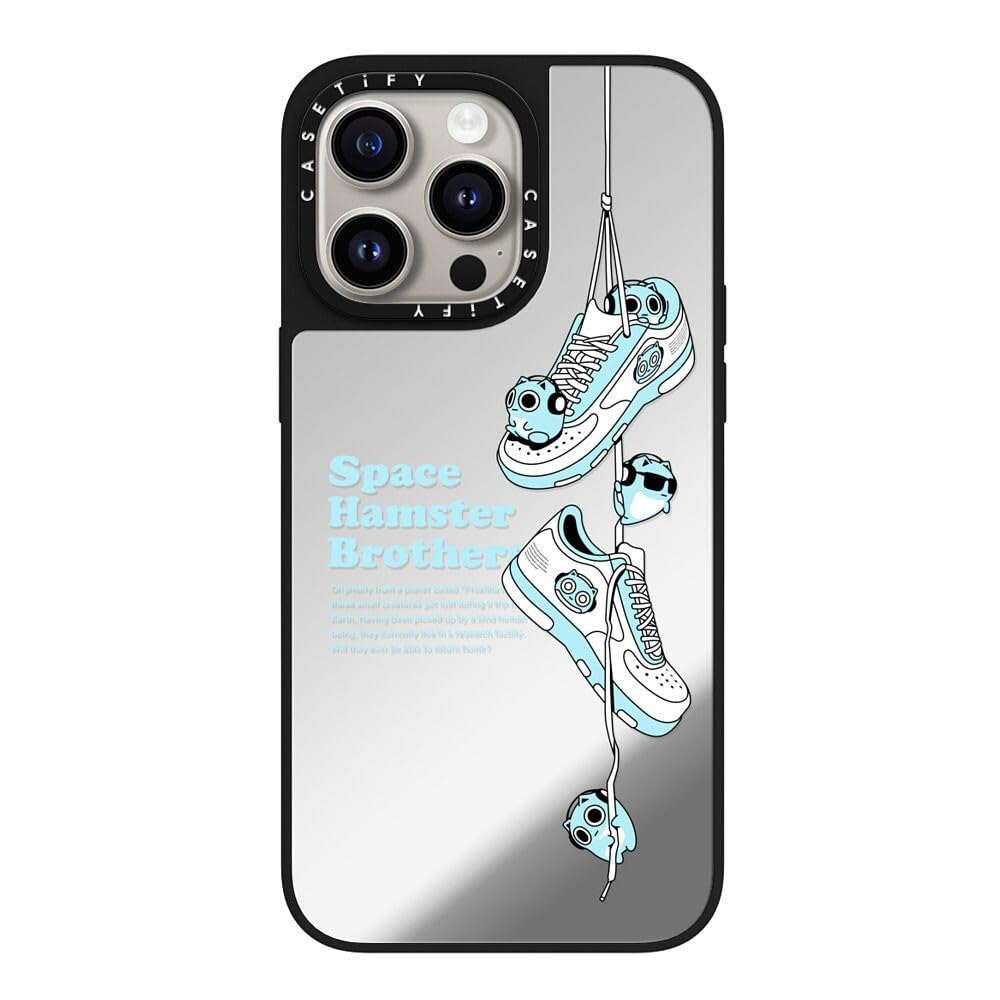 CASETiFY Magsafe 対応ミラー iPhone 15 Pro Max ケース [反射性 / 1.5mからの落下試験をクリア / Magsafe に対応] - SHOES - シルバー (ブラックバンパー)