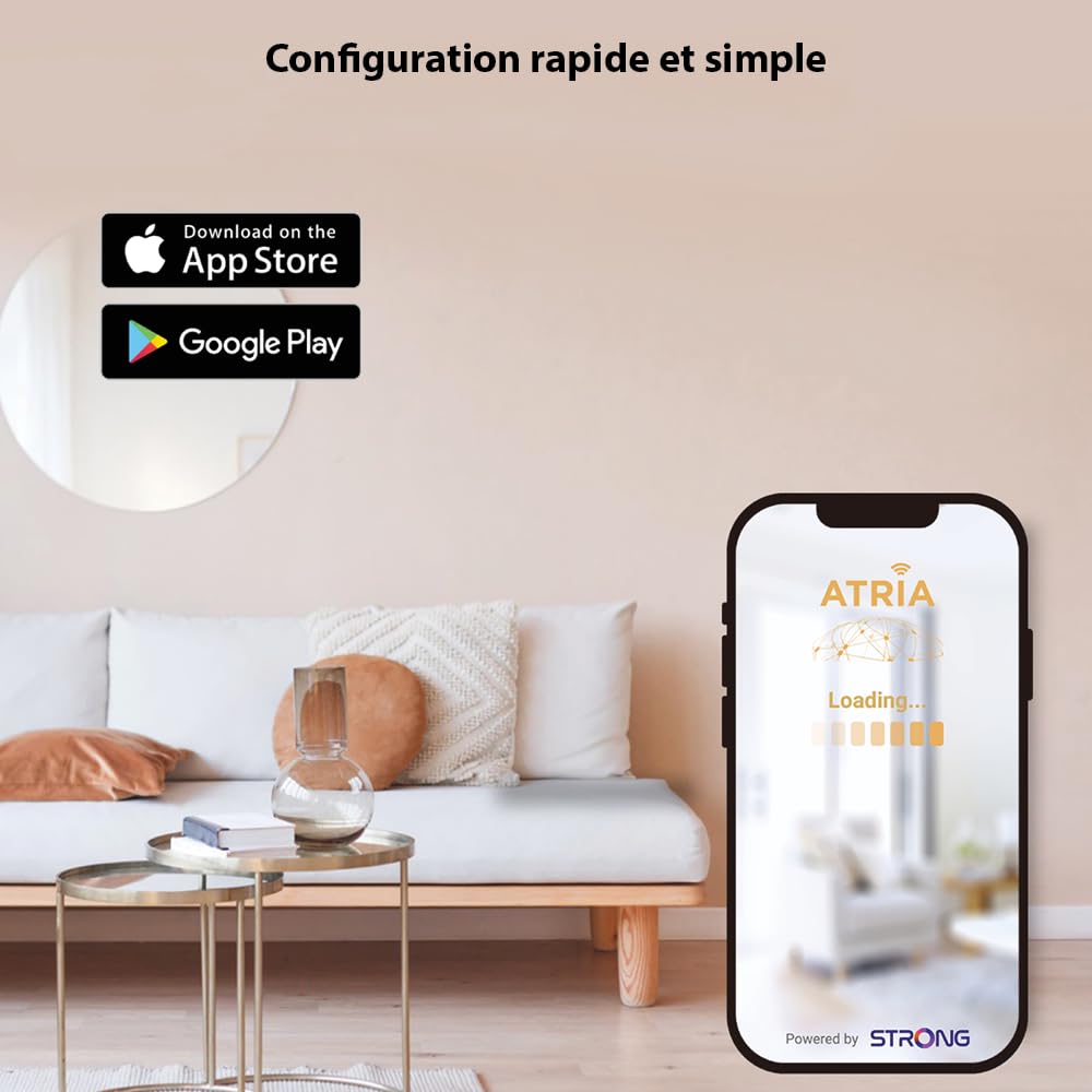 Strong, MESHKIT2100 Atria - Sistema WiFi de 5 Malla para el hogar: Cobertura 200 m2. Más área de Sombra - Booster tu WiFi a 2100 MBps. 2 Puertos Gigabit Ethernet para Box a Internet.