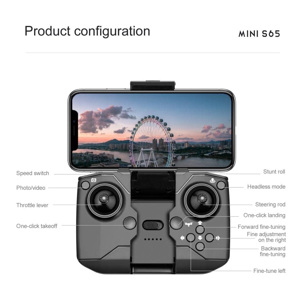 Drone con cámara Dual 4K HD, S65 RC Quadcopter Plegable para Principiantes Adultos, Retorno Inteligente GPS, 2.4GHz FPV en Vivo, Tiempo de Vuelo Largo