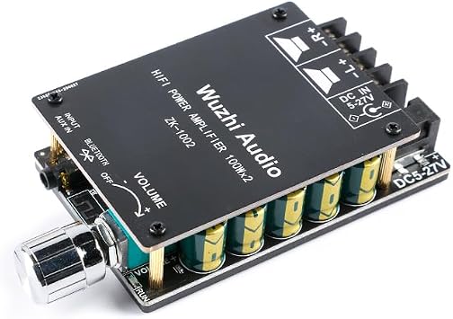 ZK-1002 100W x 2 HiFi Bluetooth-Compatible Amplifier Board with TPA3116D2 Chip 2.0 Channel Mini HiFi Power Amplifier Receiver with Volume Control BT AUX Inputs TPA3116