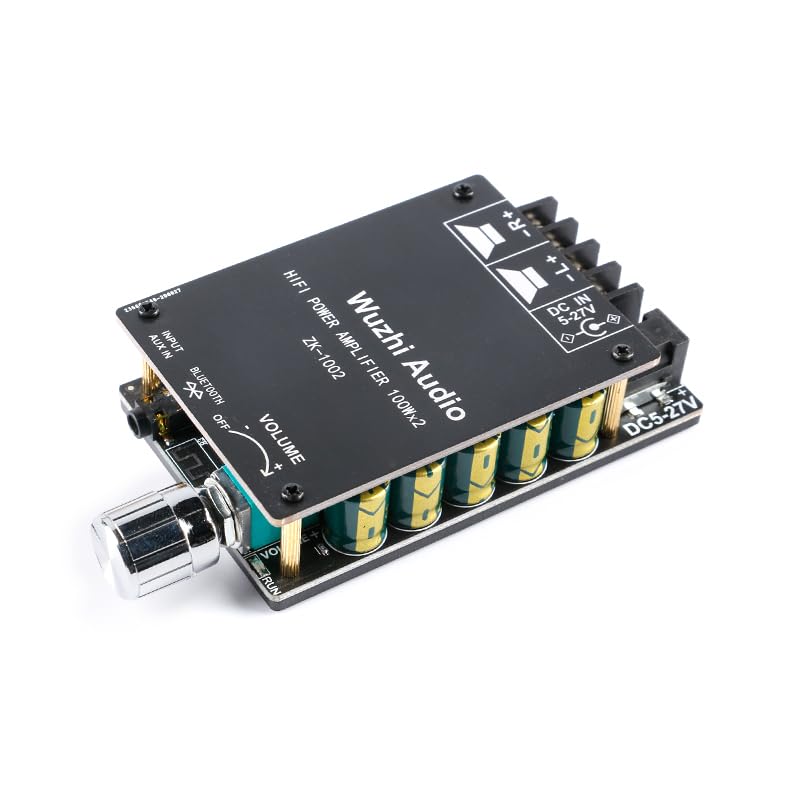 EC Buying ZK-1002 100W x 2 HiFi Bluetooth-Compatible Amplifier Board with TPA3116D2 Chip 2.0 Channel Mini HiFi Power Amplifier Receiver with Volume Control BT AUX Inputs TPA3116