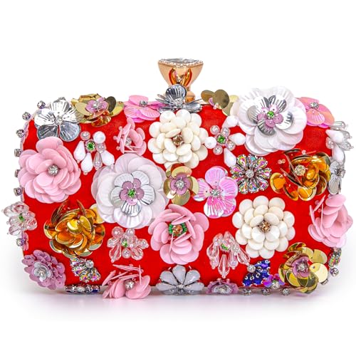 Image of BBTT.ful Women Clutches Flower Evening Handbag Chain Strap Shoulder Bag handbag Wedding bag purse