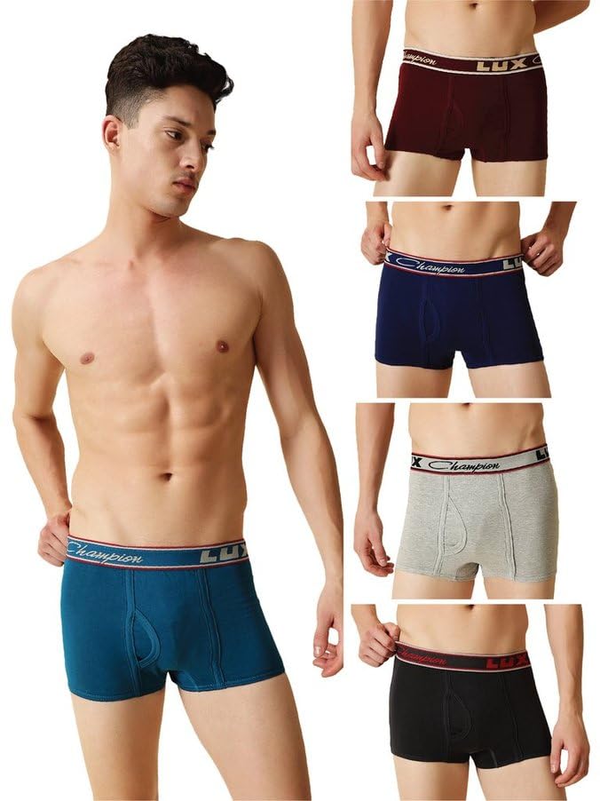 Image of Lux Champion Men's Semi Long Underwear | 100% Super Combed Cotton | Breathable, Light & Comfortable Lux Underwear | Pack of 5 (Color May Vary)