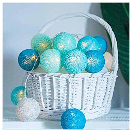 Fansu Luces De Bolas De Algodón Cadena de Luces, 10/20/30/50 LED Batería Lámpara de Guirnalda Luminosa Hogar, Jardín, Patio, Fiesta, Vacaciones, Boda, Navidad Decoración (3M-20 Luces,Azul)