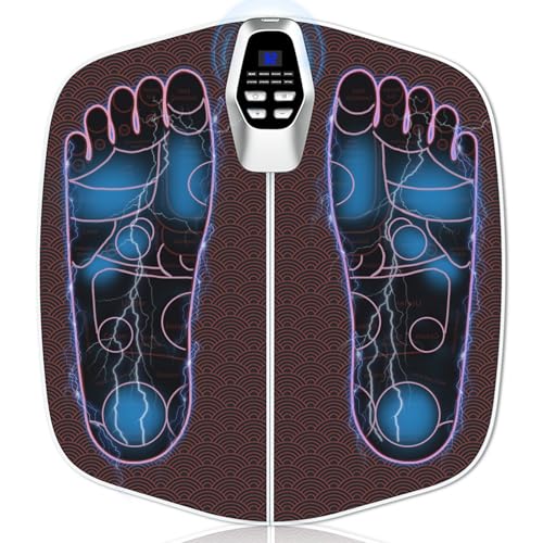 Electric Foot Massagers, Foot Spa Massager, EMS Foot Massager for Pain and Circulation, LCD Display with 8 Modes 32 Intensities, Folding Portable Feet Massage Machine