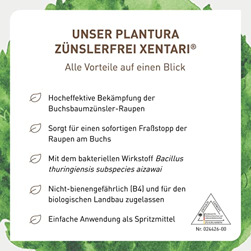 Plantura Xentari Raupenfrei & Zünslerfrei gegen Buchsbaumzünsler & Schadraupen, extrem wirksames & biologisches Spritzmittel, Nicht bienengefährlich, 8 x 2g Portionsbeutel