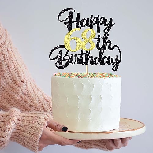 Image of Klionjor 68th Happy birthday cake topper happy cake decoration 68th birthday party decoration gift plugin (68)