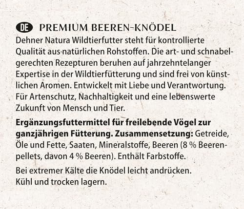 Dehner Natura Premium Meisenknödel mit Netz, Beerenknödel, ganzjähriges Wildvogelfutter proteinreich / energiereich, 30 Stück je 90 g (2.7 kg), Karton aus FSC-zertifizierter Produktion