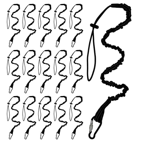 ByteX 15 Pack Tool Lanyard with Single Metal Buckle and Adjustable Loop End, Standard Length, Maximum Weight Limit 8KG 17.6lb, Durable and Secure for Construction, Climbing, Outdoor Activities (Black)