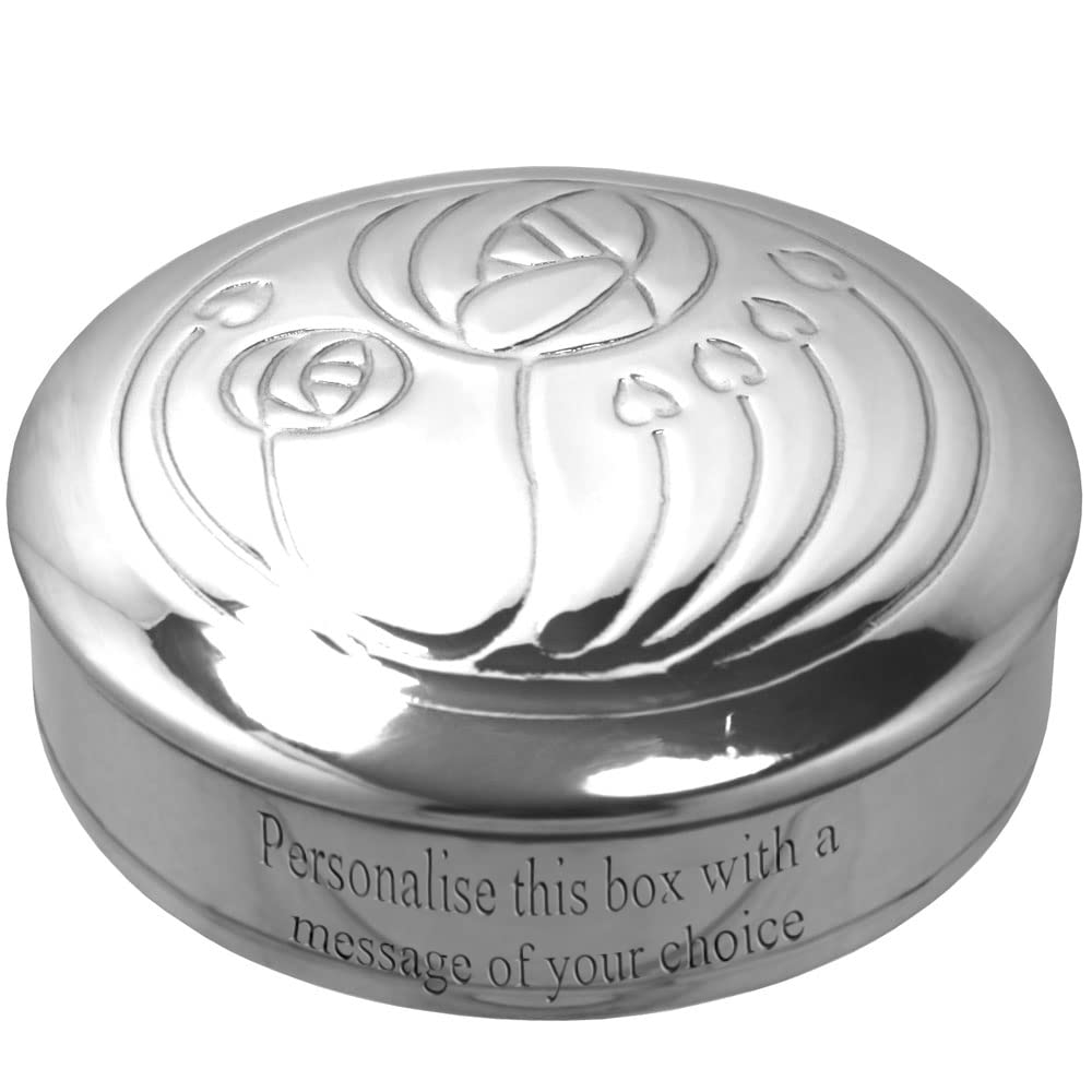 English Pewter Company Sheffield, England Women's Off-White English Pewter Company Charles Rennie Mackintosh 3.5" Pewter Trinket Keepsake Box. Personalised With Free Engraving [Crm551]